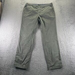 Ted Baker Pant Mens 36x32 Green Cotton Chino Straight Geometric Business Stretch